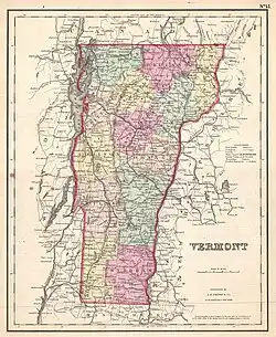 1857 Colton Map of Vermont