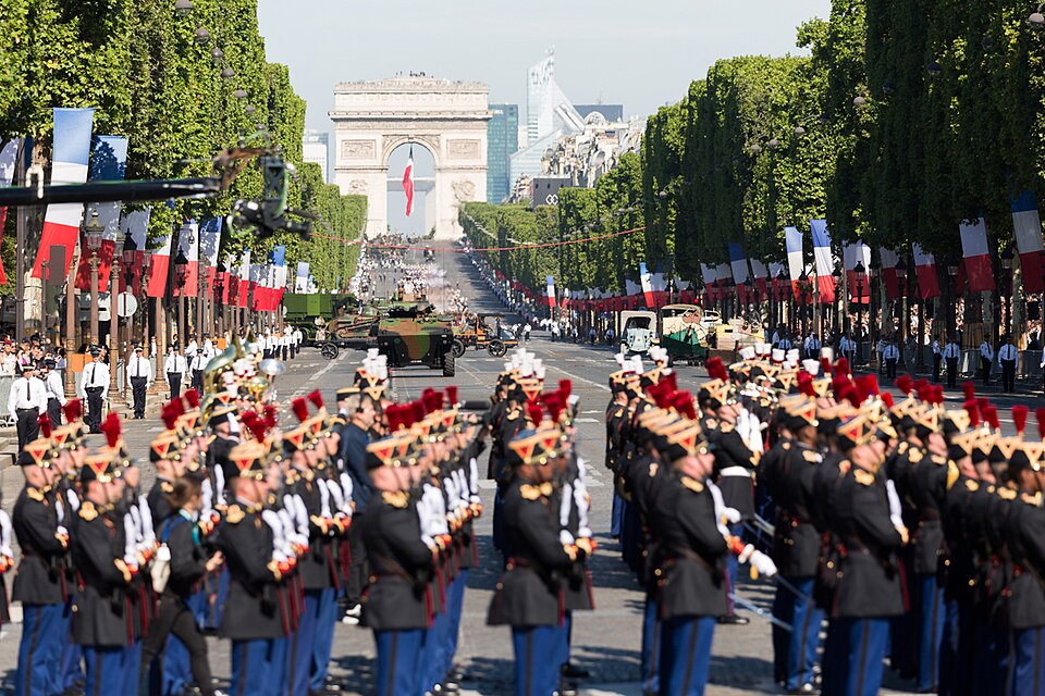 File:Military ceremony in Paris 2017 with Trump and Macron.jpg