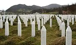 Gravestones at the Srebrenica Massacre memorial