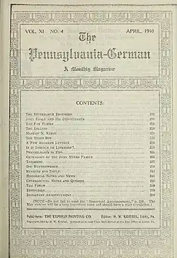 Front page of The Pennsylvania-German, 1910