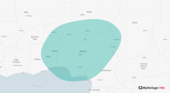 Nigerian ethnicity map (MyHeritage)