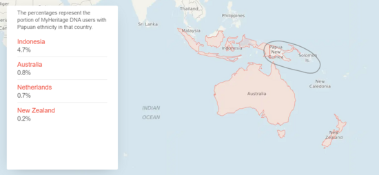 Papuan ethnicity - distribution by country