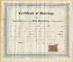 Marriage certificate of Amos Brown and Annie Peebles, November 5, 1867