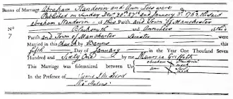 Banns of marriage of Abraham Standerin and Ann Lees