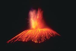 a volcano in eruption