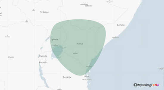 kenyan ethnicity map (MyHeritage)