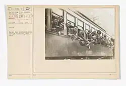 Troops from Michigan passing through Cincinnati, Ohio, 1917. National Archives.