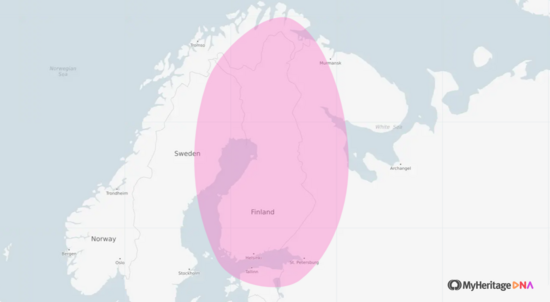 Finnish ethnicity map (MyHeritage)