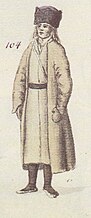Estonian peasant in winter clothes from Tarvaste in Parnu county by Brotze