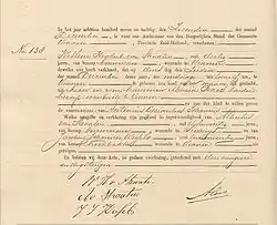 Birth certificate of Antonius Gerardus Johannis van Straaten. 1887