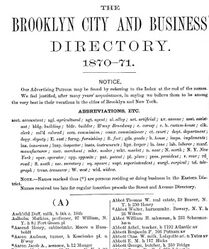 Brooklyn City and Business Directory 1870-71