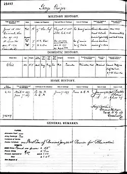 U.S. Government Military record for George Geiger.