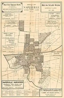 1928 map of Naperville, Illinois