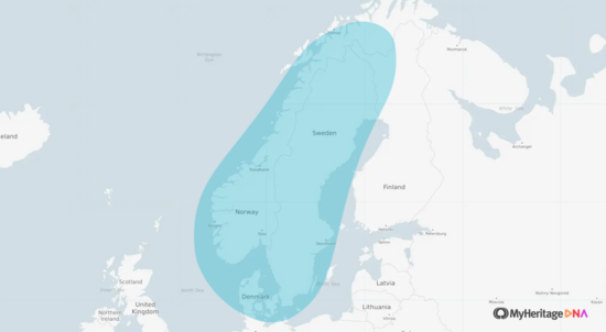 Scandinavian ethnicity map (MyHeritage)