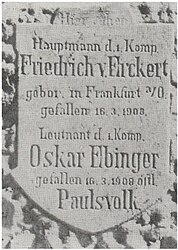 Tombstone of Friedrich von Erckert and Oskar Elbinger in Mariental, German South-West Africa (today Namibia).