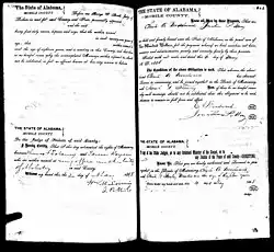 Charles Woodward license to marry Sara Woordward. Mobile, May 1868.