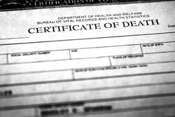 Death certificate.