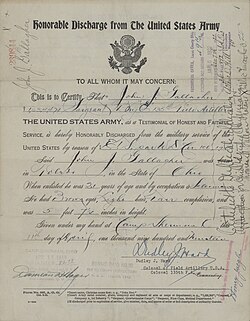 U.S. Army discharge certificate and enlistment record for Sergeant John J. Gallagher.