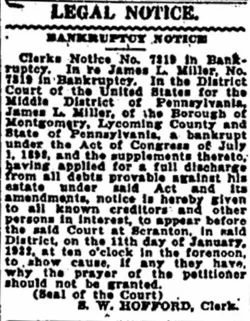 Legal Notice, Gazette and Bulletin, Williamsport, Pennsylvania December 7, 1931 p51 col6