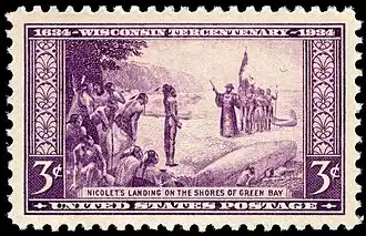 Wisconsin Tercentenary Nicolet's Landing, 1934 US postage stamp