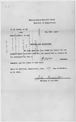 Document from the U.S. Circuit Court for the District of Connecticut, 1912.