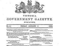 Cover of Victoria Government Gazette 1885