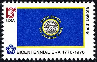 South Dakota Bicentennial 13c US postage stamp 1976