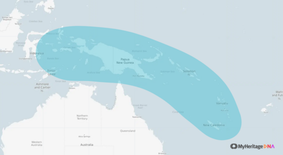Melanesian ethnicity map (MyHeritage)