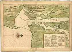 Early map of New Jersey and New York (c. 1639)