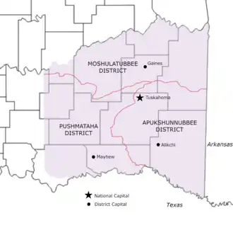 Choctaw Nation Political Divisions Prior to Statehood