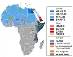 Map showing penetration of Islam into Africa where Islamic surnames have become common