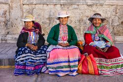 Peruvian women wearing national clothing