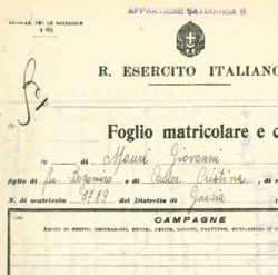 Ivan Maurič is recorded as Giovanni Mauri upon his conscription into the Italian army in 1940.