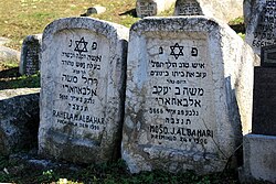 Tombstones of Rahela and Mošo Albahari. Sarajevo Jewish Cemetery
