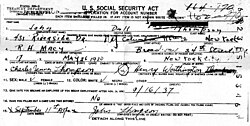 Social Security application from 1937