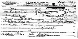 Social Security application from 1937