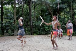 Indigenous Australians People Dancing to Didgeridoo Musical Instrument Sound Rhythm