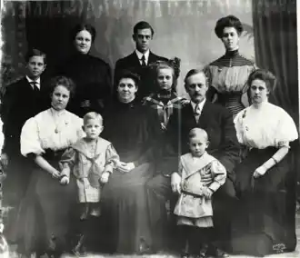 black and white family photo from 1909