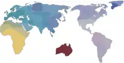 Map of genetic distance in the world
