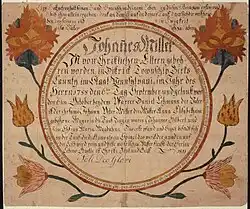 birth and baptismal record