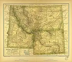 Map of Idaho, Montana, and Wyoming