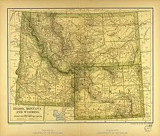 Map of Idaho, Montana, and Wyoming