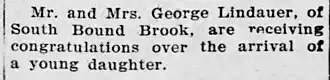 Newspaper birth announcement
