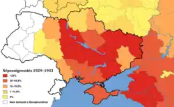 Map showing the level of depopulation of Ukraine and south-western Russia