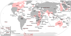 Map showing Britain's one-time colonies worldwide