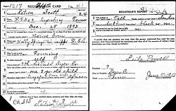 Lation Scott's draft card from 1917