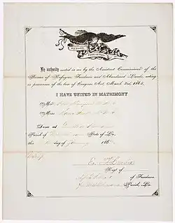 Marriage Certificate of Peter Thompson and Maria Hall of Louisiana. West Feliciana Parish, 1867