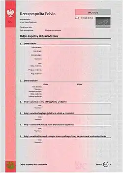 Birth certificate