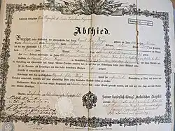 Austria military discharge letter