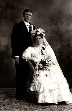 Wedding Photograph of Martha Epke and Otto Doring at a Courtland, Minnesota Lutheran Church- February 12, 1907